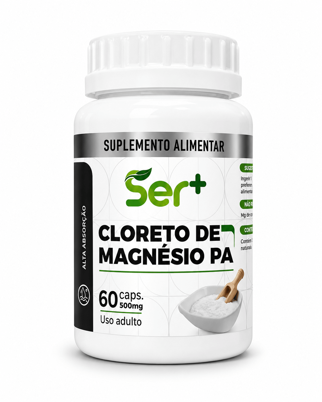 Cloreto de Magnésio Ser+ (500mg) – Suporte Mineral para Saúde Muscular, Nervosa e Óssea (60 Cápsulas) - vittamartins