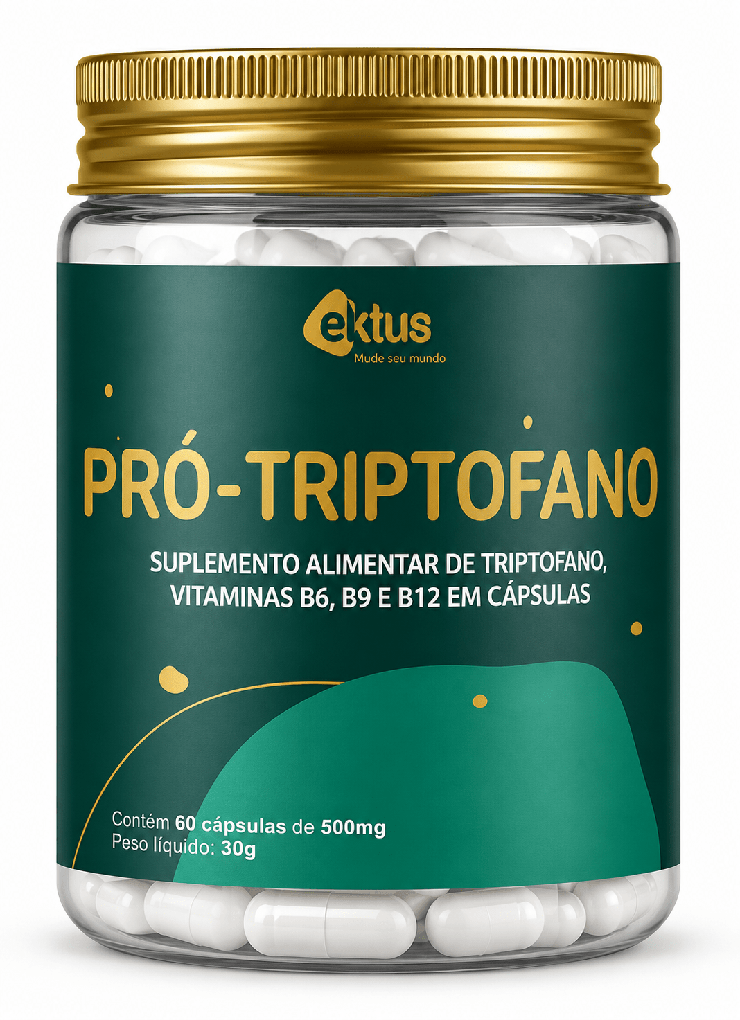 Pró-Triptofano Ektus 60 Cápsulas – Triptofano com Vitaminas B6, B9 e B12 para Humor e Sono (Ektus) - vittamartins