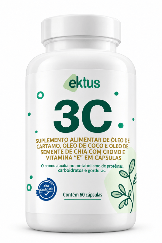 3C Ektus 60 Cápsulas – Óleo de Cártamo, Coco, Chia, Cromo e Vitamina E (Ektus) - vittamartins