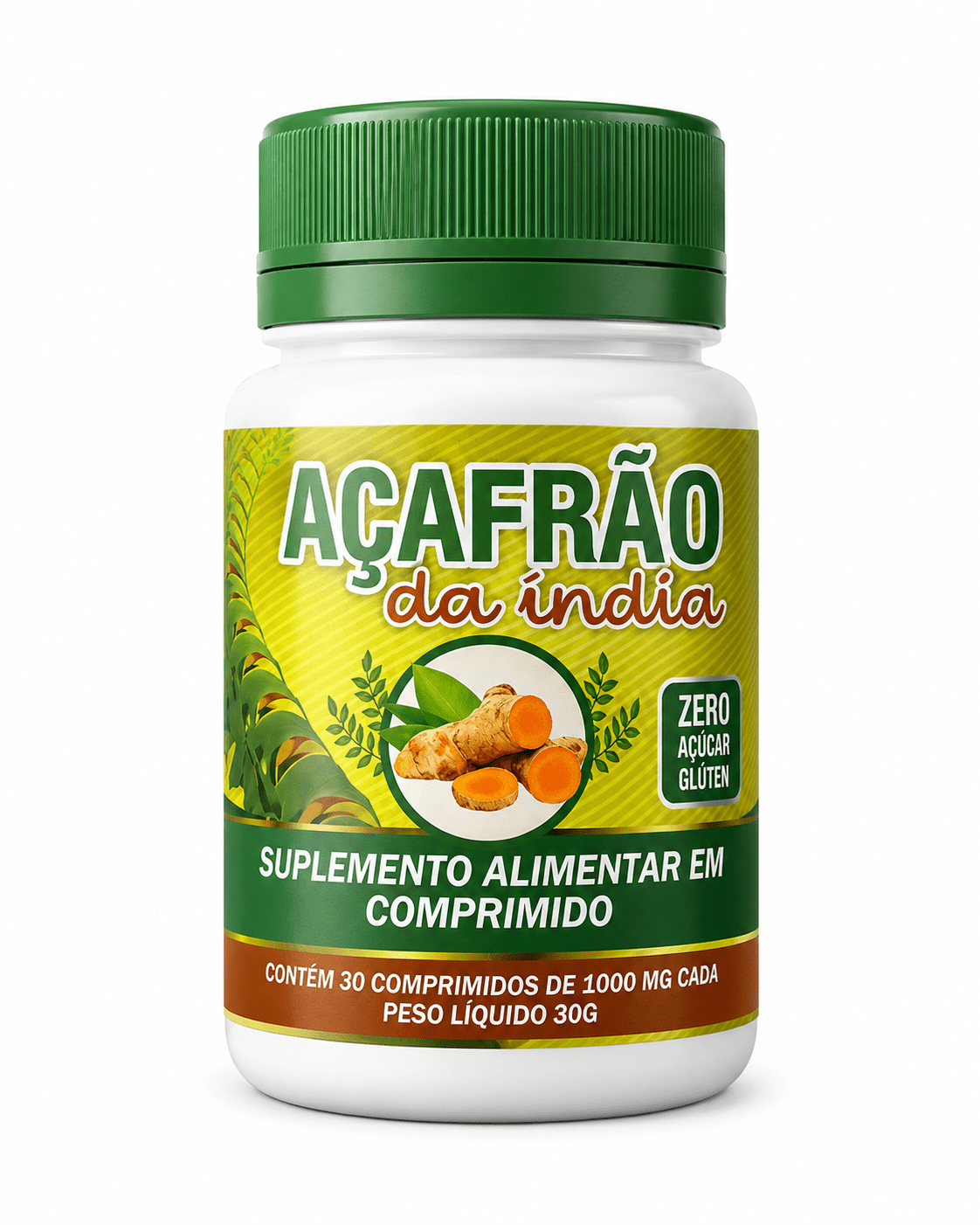 Açafrão da Índia (Cúrcuma) 1000mg – Suplemento Anti-inflamatório e Antioxidante Natural (30 Comprimidos) - vittamartins