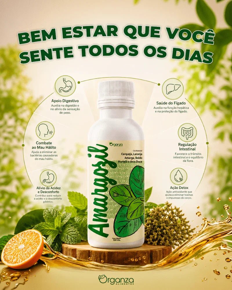 Amargozil Organza 100ml – O Aliado Digestivo Prático para o Seu Dia a Dia (Organza) - vittamartins