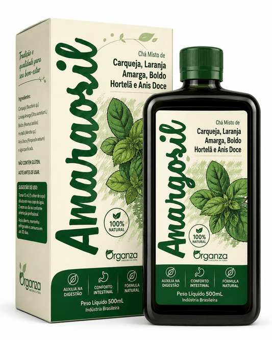 Amargozil Organza 500ml – Chá Misto de Ervas Amargas para Digestão, Fígado e Detox (Organza) - vittamartins