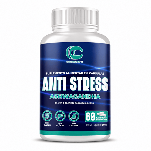 Anti Stress Ashwagandha Combate (60 Cápsulas) – O Adaptógeno Natural para Redução de Cortisol, Foco e Sono Reparador - vittamartins