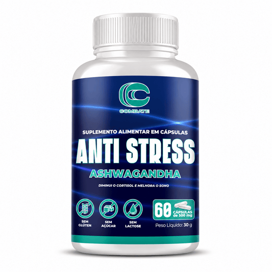 Anti Stress Ashwagandha Combate (60 Cápsulas) – O Adaptógeno Natural para Redução de Cortisol, Foco e Sono Reparador - vittamartins