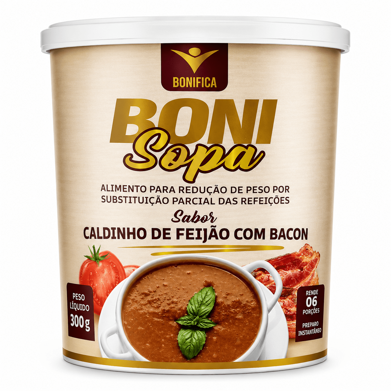 Boni Sopa Caldinho de Feijão com Bacon 180g (Bonifica) – Jantar Fit, Substitutos de Refeição e Emagrecimento (Vitadrop) - vittamartins