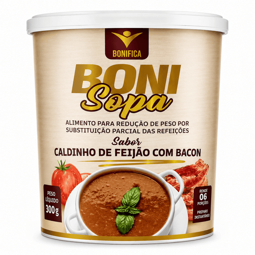 Boni Sopa Caldinho de Feijão com Bacon 180g (Bonifica) – Jantar Fit, Substitutos de Refeição e Emagrecimento (Vitadrop) - vittamartins