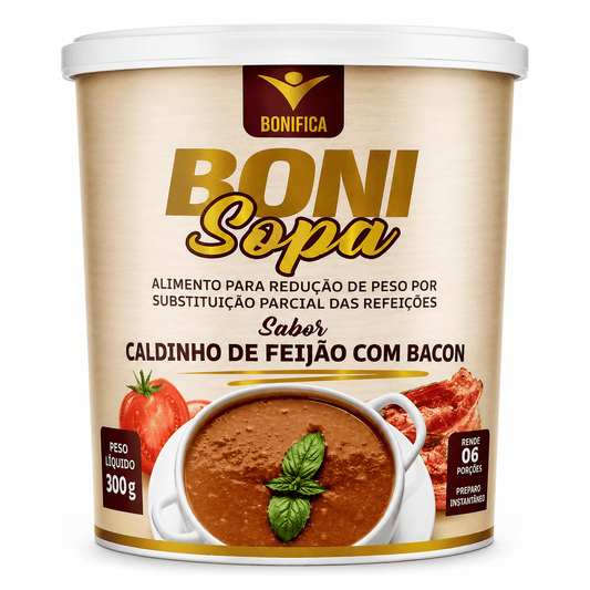 Boni Sopa Caldinho de Feijão com Bacon 180g (Bonifica) – Jantar Fit, Substitutos de Refeição e Emagrecimento (Vitadrop) - vittamartins