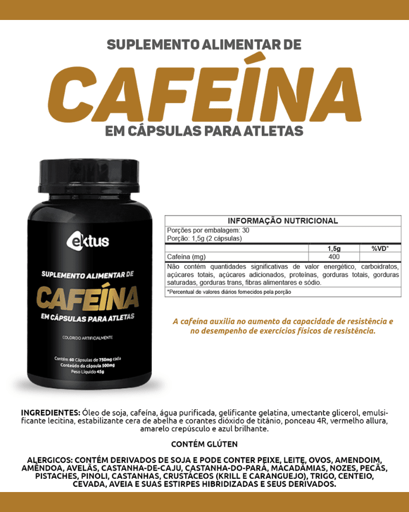 Cafeína para Atletas Ektus 60 Cápsulas – Energia Extrema, Foco e Performance (Ektus) - vittamartins
