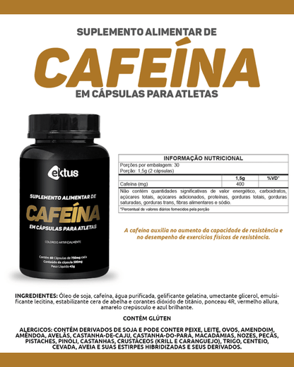 Cafeína para Atletas Ektus 60 Cápsulas – Energia Extrema, Foco e Performance (Ektus) - vittamartins