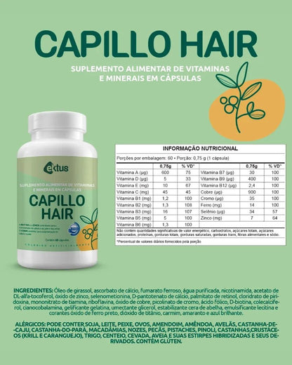 Capillo Hair Ektus 60 Cápsulas – Fortalecimento Capilar, Unhas Saudáveis e Pele Radiante (Ektus) - vittamartins