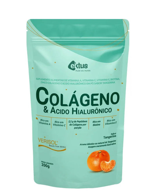 Colágeno Verisol® & Ácido Hialurônico Tangerina 200g (Ektus) – Cabelos, Unhas e Firmeza da Pele (Vitadrop) - vittamartins