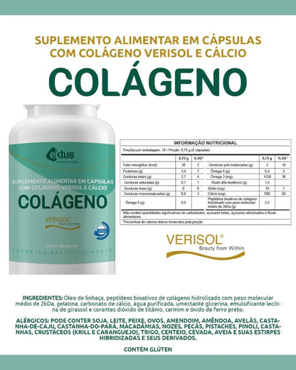 Colágeno Verisol + Cálcio Ektus 60 Cápsulas – Tecnologia Beauty From Within (Ektus) - vittamartins