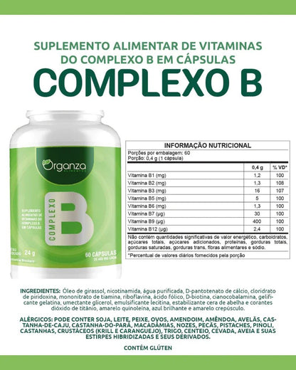 Complexo B Organza 60 Cápsulas – Energia, Metabolismo e Saúde do Sistema Nervoso (Organza) - vittamartins