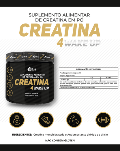 Creatina 4 Wake Up Ektus 200g – Força Explosiva, Volume Muscular e Recuperação (Ektus) - vittamartins