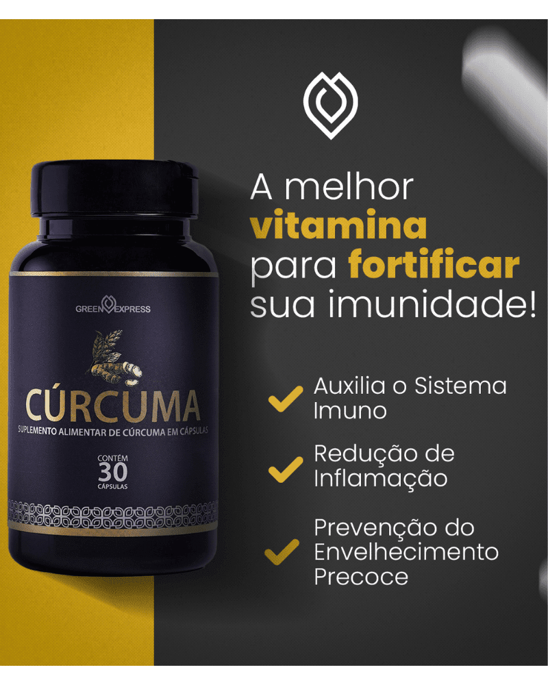 Cúrcuma Green Express 30 Cápsulas – A Melhor Vitamina para Fortificar sua Imunidade e Reduzir Inflamações - vittamartins