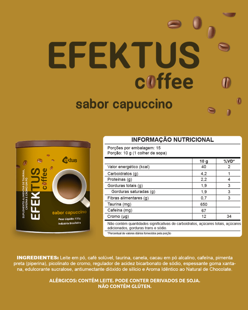 Efektus Coffee Capuccino Ektus (150g) – Café Funcional para Energia, Foco e Queima de Gordura (Ektus) - vittamartins