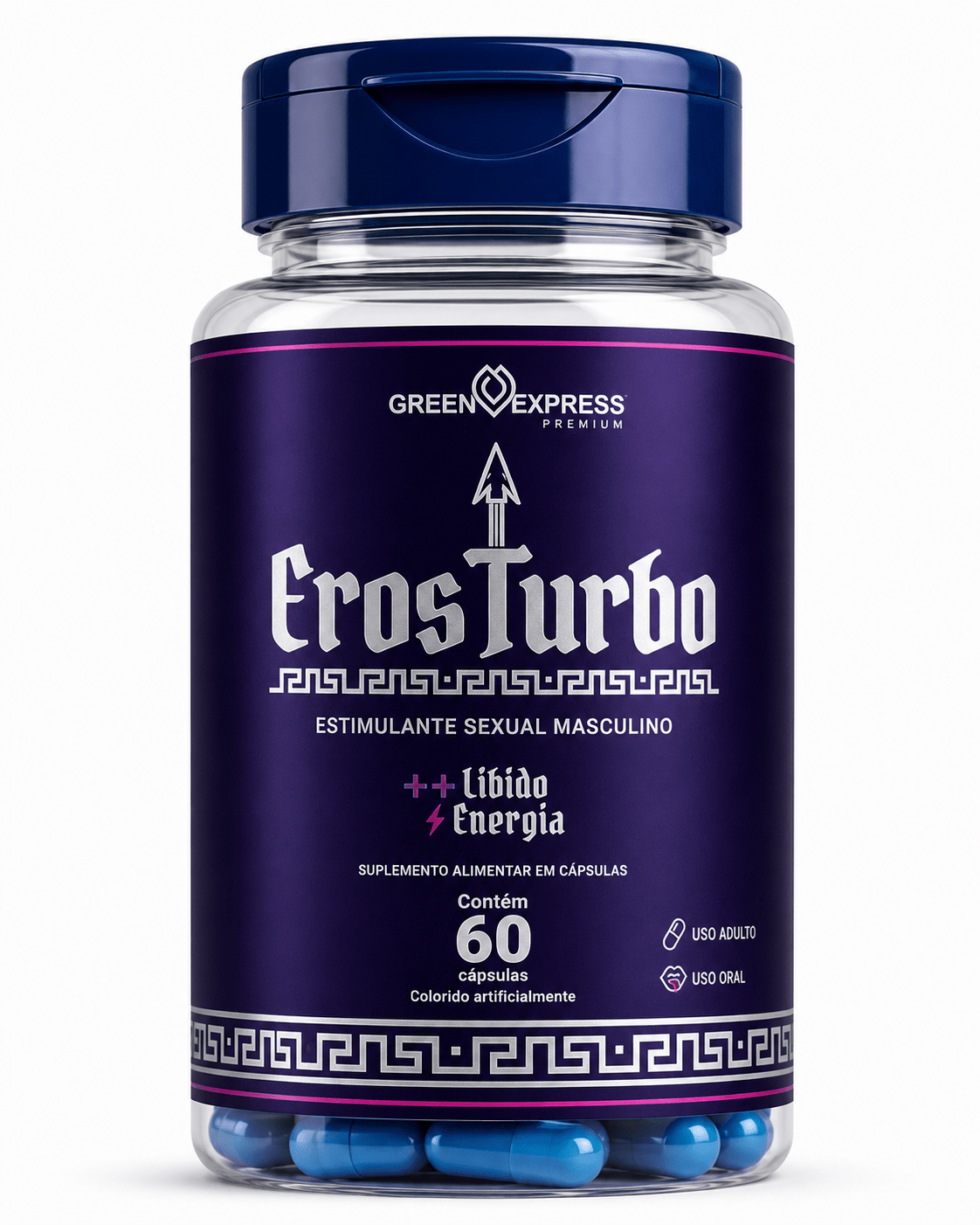 Eros Turbo Green Express 60 Cápsulas – Estimulante Sexual Masculino para Alta Performance, Libido e Energia - vittamartins