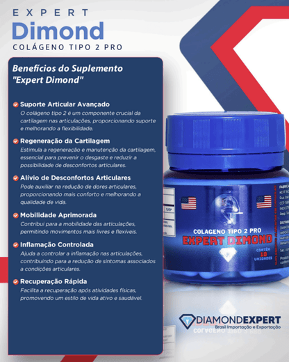 Expert Dimond Colágeno Tipo 2 Pro 10 cápsulas – Suporte Avançado para Regeneração de Cartilagem e Flexibilidade Articular - vittamartins