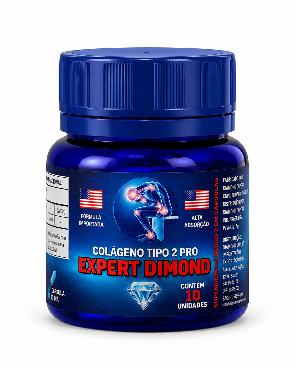 Expert Dimond Colágeno Tipo 2 Pro 10 cápsulas – Suporte Avançado para Regeneração de Cartilagem e Flexibilidade Articular - vittamartins