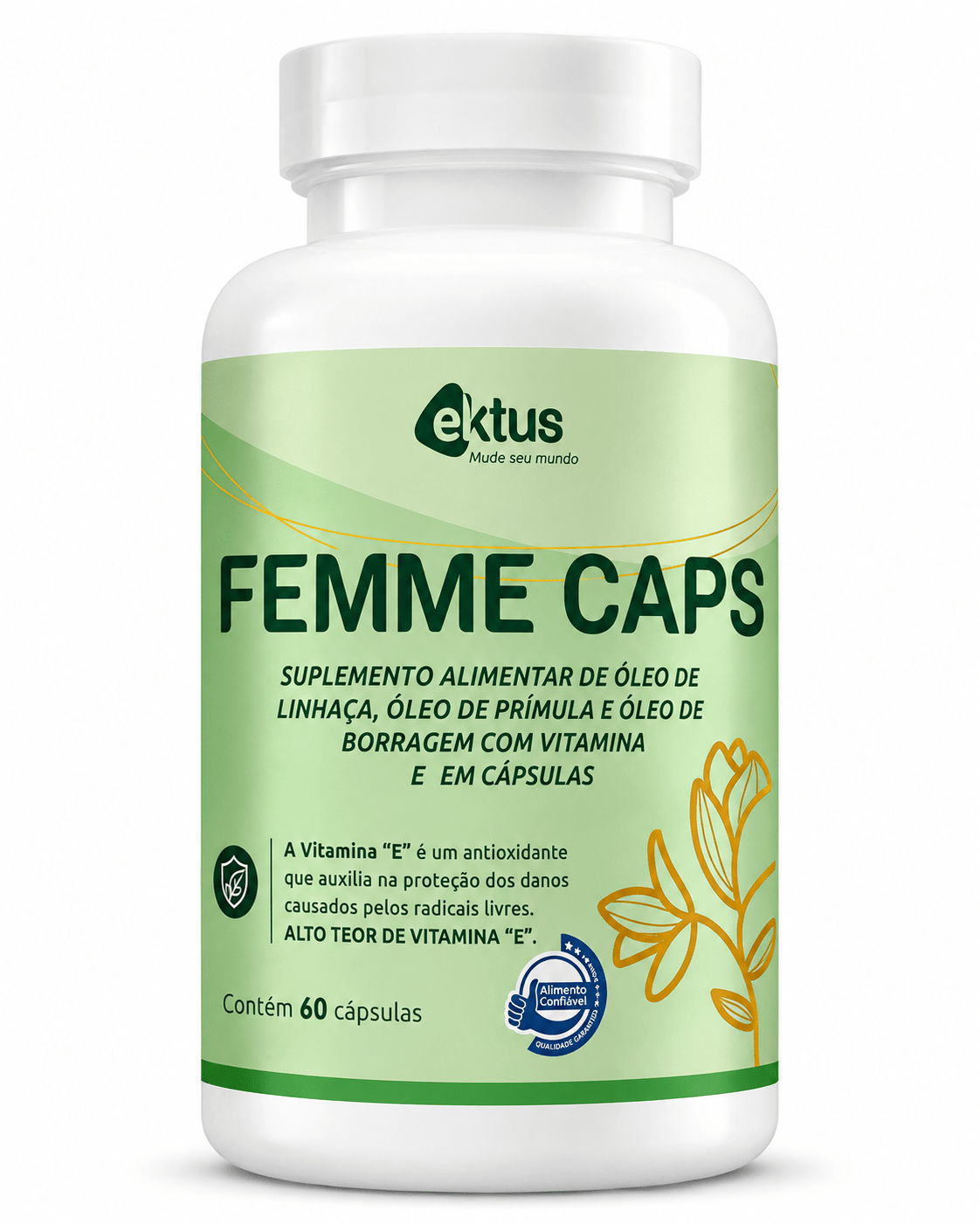 Femme Caps Ektus 60 Cápsulas – Blend de Linhaça, Prímula e Borragem para o Bem-Estar Feminino (Ektus) - vittamartins