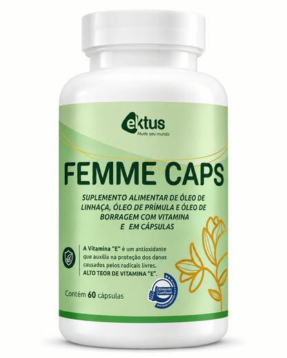 Femme Caps Ektus 60 Cápsulas – Blend de Linhaça, Prímula e Borragem para o Bem-Estar Feminino (Ektus) - vittamartins