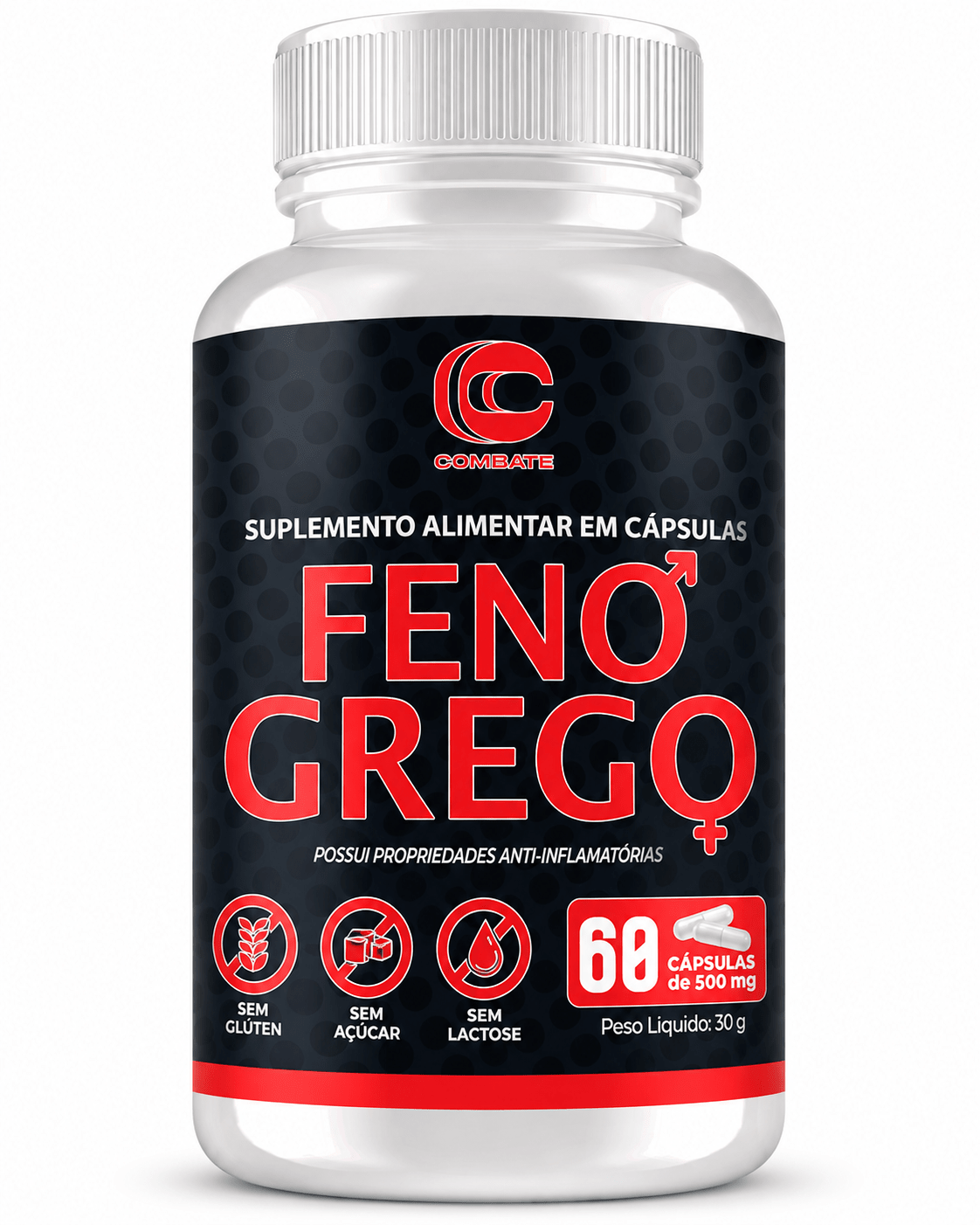 Feno Grego 60 Cápsulas 500mg (Combate) – Testosterona, Libido e Resistência Física (Vitadrop) - vittamartins