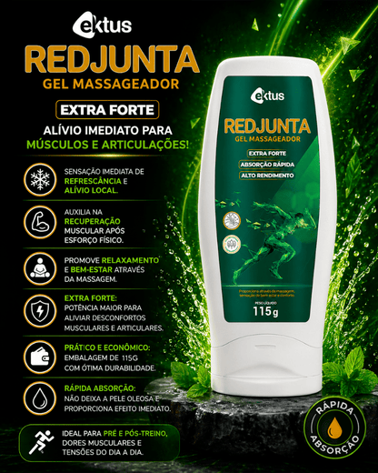 Gel Massageador Redjunta Ektus (115g) – Extra Forte, Absorção Rápida e Alívio de Tensões Musculares (Ektus) - vittamartins