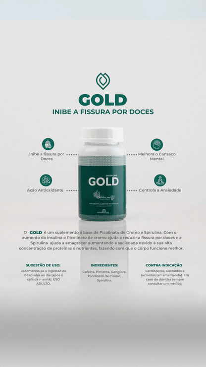 Gold Green Line – Suplemento com Picolinato de Cromo e Spirulina: Controle a Compulsão por Doces e Melhore seu Metabolismo - vittamartins
