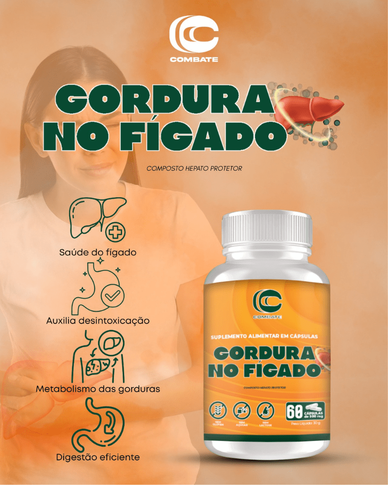 Gordura no Fígado Combate (60 Cápsulas) – Composto Hepato Protetor para Desintoxicação e Saúde Metabólica - vittamartins