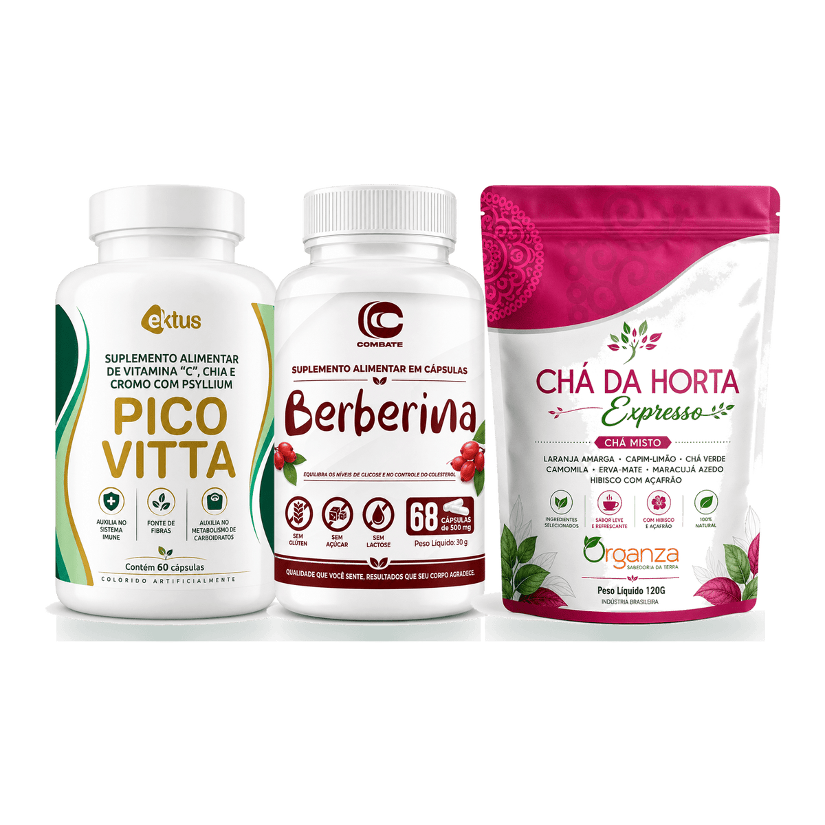 Kit Tarde Leve – Picovitta + Berberina + Chá da Horta - vittamartins