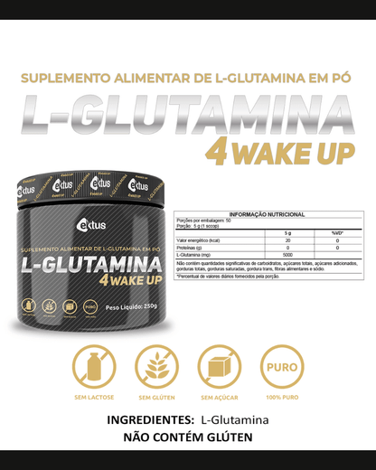 L-Glutamina 4 Wake Up Ektus 250g – Saúde Intestinal, Imunidade e Recuperação Muscular (Ektus) - vittamartins