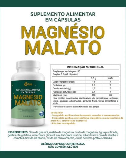 Magnésio Malato 60 Cápsulas (Ektus) – Energia, Performance Muscular e Metabolismo (Ektus) - vittamartins