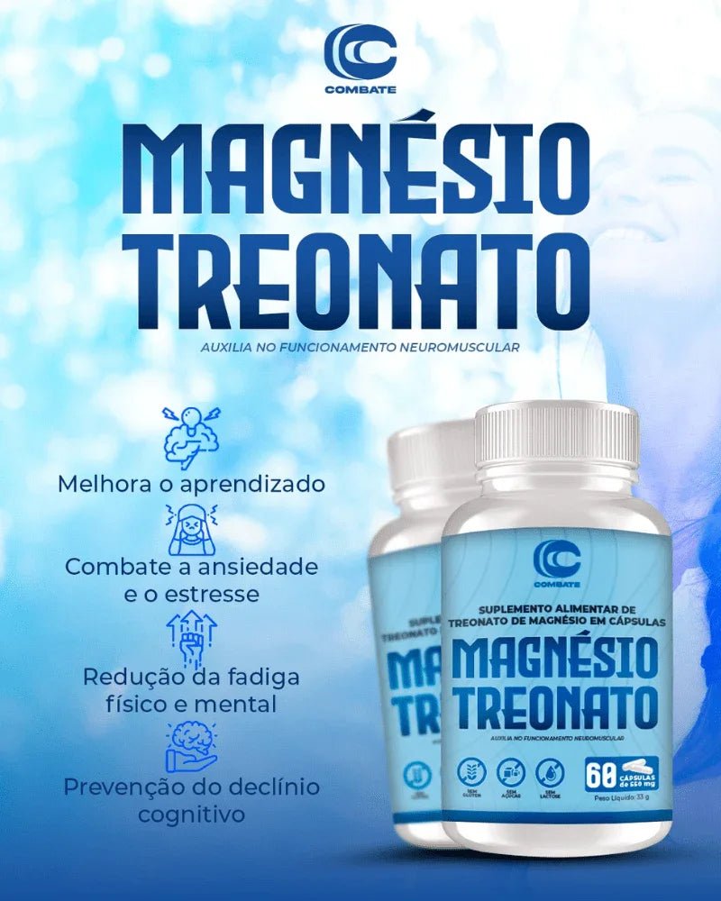 Magnésio Treonato 60 Cápsulas (Combate) – Memória, Sono Reparador e Foco Mental (Vitadrop) - vittamartins