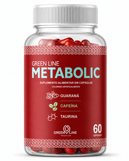 Metabolic Green Line 60 Cápsulas – Termogênico 100% Natural com Guaraná, Cafeína e Taurina para Energia e Queima de Gordura - vittamartins
