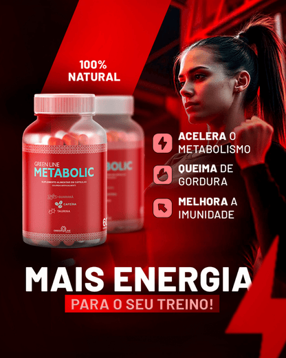 Metabolic Green Line 60 Cápsulas – Termogênico 100% Natural com Guaraná, Cafeína e Taurina para Energia e Queima de Gordura - vittamartins