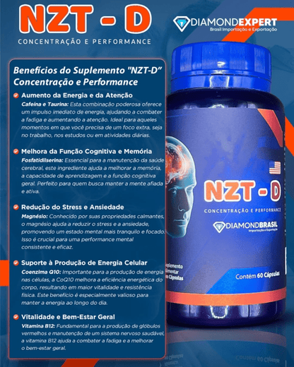 NZT-D Diamond Expert 60 Cápsulas – Nootrópico de Alta Performance para Foco, Memória e Energia Mental - vittamartins