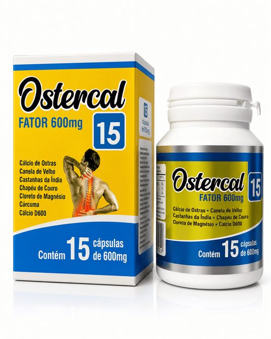Ostercal Fator 600mg – Composto de Cálcio, Canela de Velho e Cúrcuma para Saúde dos Ossos e Articulações - vittamartins