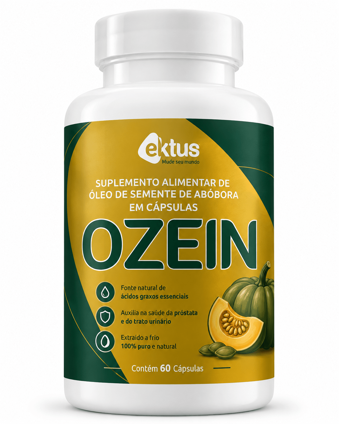 Ozein Ektus 60 Cápsulas – Óleo de Semente de Abóbora Ozonizado para Saúde da Próstata e Vitalidade (Ektus) - vittamartins