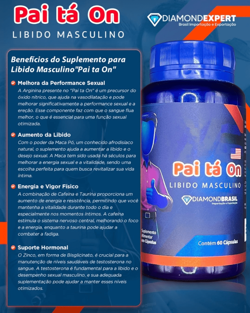 Pai tá On Diamond Expert 60 Cápsulas – Estimulante Masculino para Libido, Performance e Energia - vittamartins