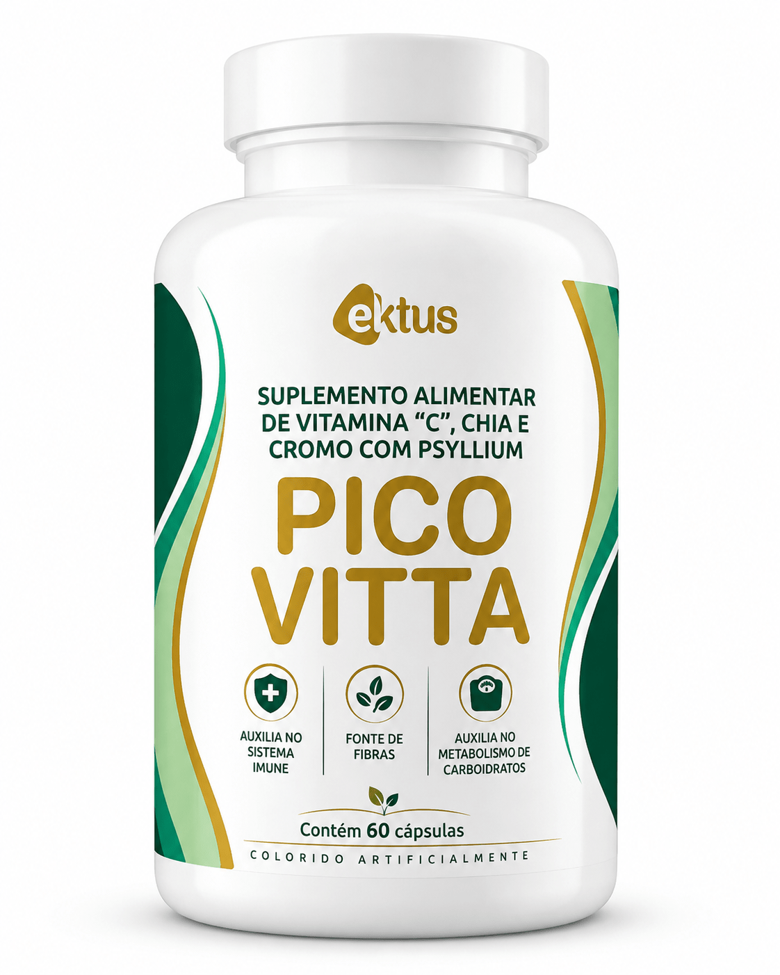 Picovitta Ektus 60 Cápsulas – Psyllium, Chia, Cromo e Vitamina C para Saciedade e Metabolismo (Ektus) - vittamartins