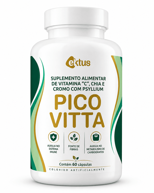 Picovitta Ektus 60 Cápsulas – Psyllium, Chia, Cromo e Vitamina C para Saciedade e Metabolismo (Ektus) - vittamartins