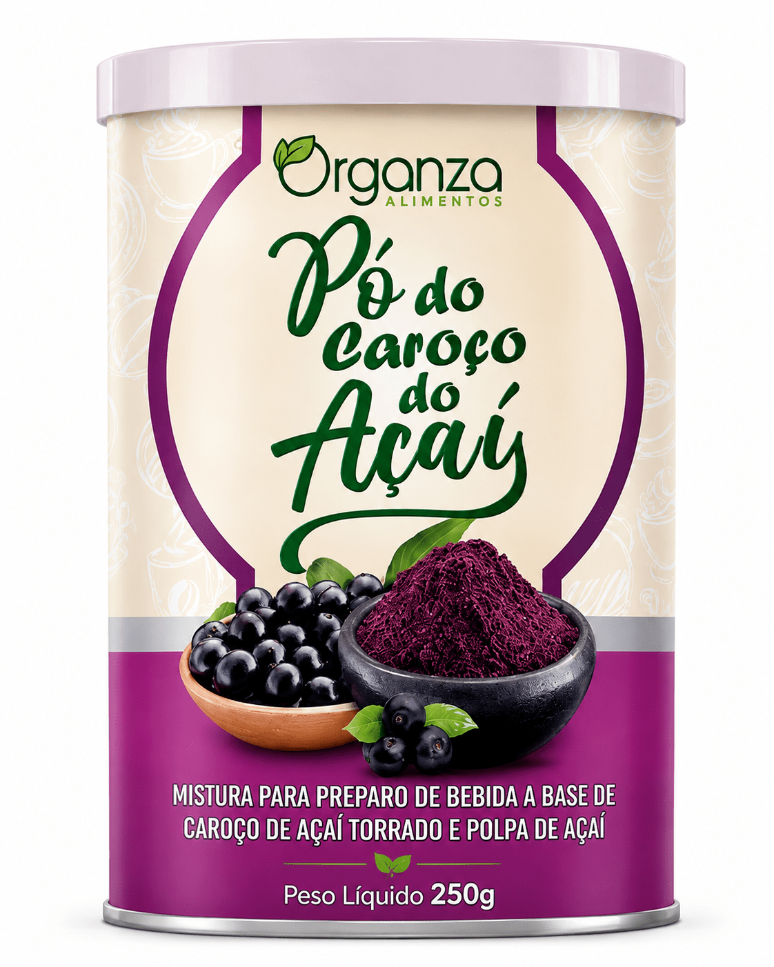 Pó do Caroço do Açaí 250g (Organza) – O "Café" Sem Cafeína, Colesterol e Glicemia (Vitadrop) - vittamartins