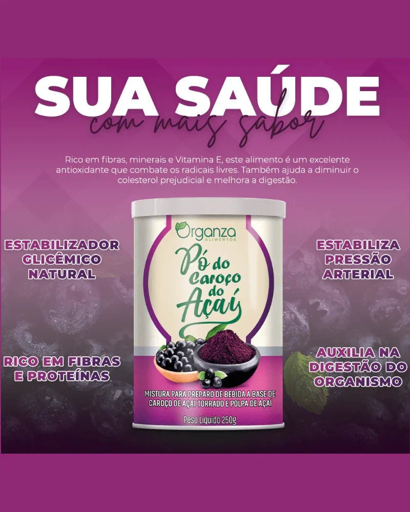 Pó do Caroço do Açaí 250g (Organza) – O "Café" Sem Cafeína, Colesterol e Glicemia (Vitadrop) - vittamartins