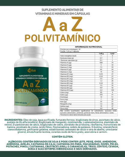 Polivitamínico A a Z Ektus 60 Cápsulas – Energia, Imunidade e Nutrição Essencial (Ektus) - vittamartins