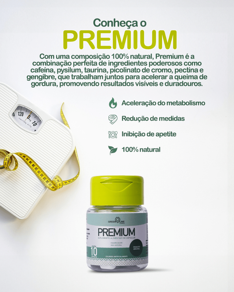 Premium Green Line 10 cápsulas – Emagrecedor 100% Natural: Aceleração Metabólica e Controle de Apetite com Ingredientes Premium - vittamartins