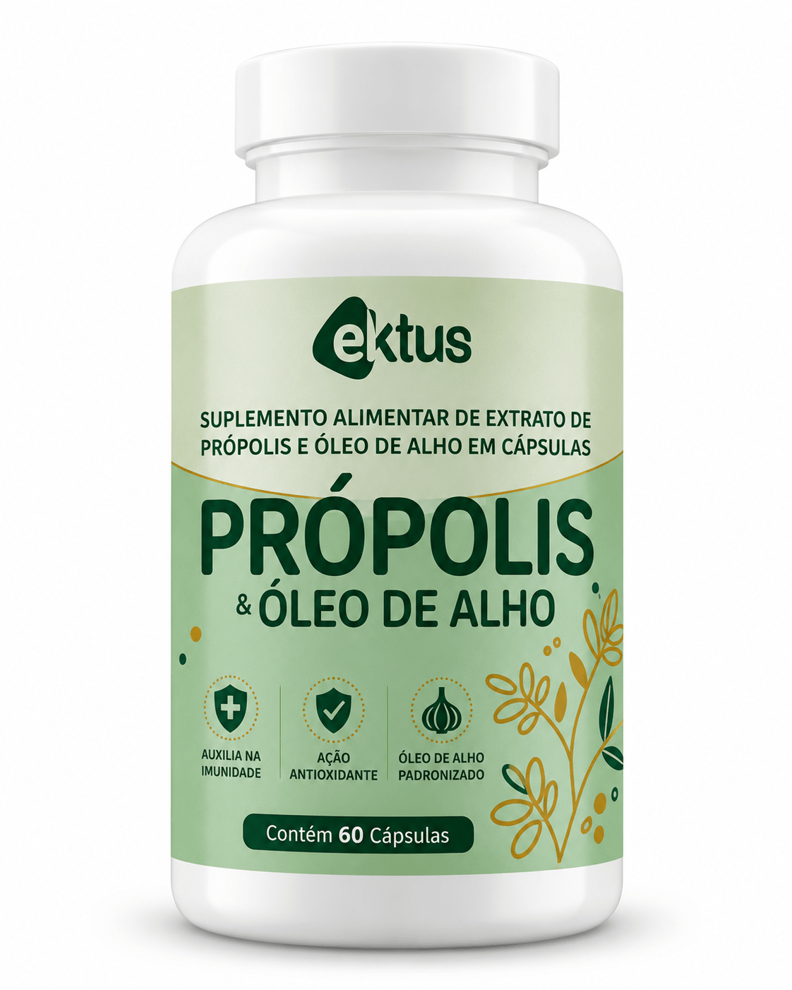 Própolis & Óleo de Alho Ektus 60 Cápsulas – Fortalecimento Imunológico e Saúde Cardiovascular (Ektus) - vittamartins