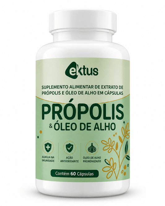 Própolis & Óleo de Alho Ektus 60 Cápsulas – Fortalecimento Imunológico e Saúde Cardiovascular (Ektus) - vittamartins