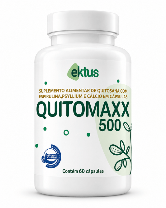 Quitomaxx 500 Ektus 60 Cápsulas – Quitosana, Espirulina, Psyllium e Cálcio (Ektus) - vittamartins