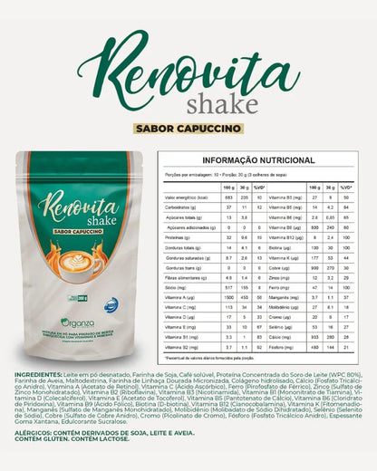 Renovita Shake Capuccino 300g (Organza) – Energia, Emagrecimento e Sabor de Cafeteria (Vitadrop) - vittamartins