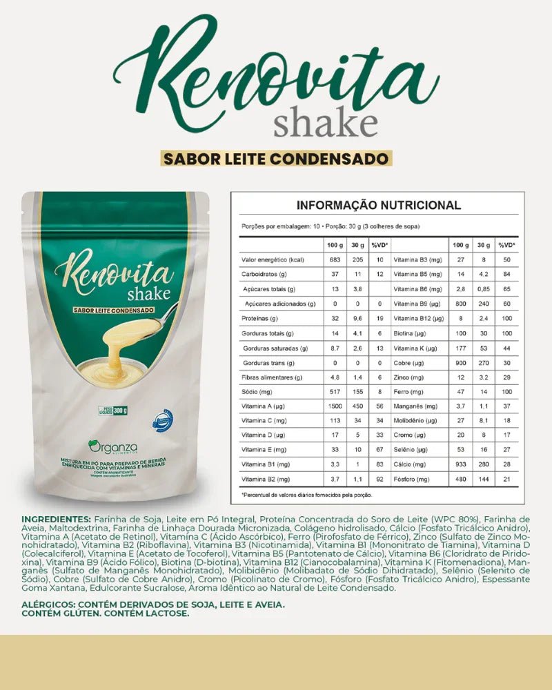 Renovita Shake Leite Condensado 300g (Organza) – Controle de Peso, Vitaminas e Fim da Vontade de Doces (Vitadrop) - vittamartins